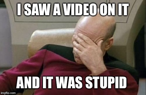 Captain Picard Facepalm Meme | I SAW A VIDEO ON IT AND IT WAS STUPID | image tagged in memes,captain picard facepalm | made w/ Imgflip meme maker