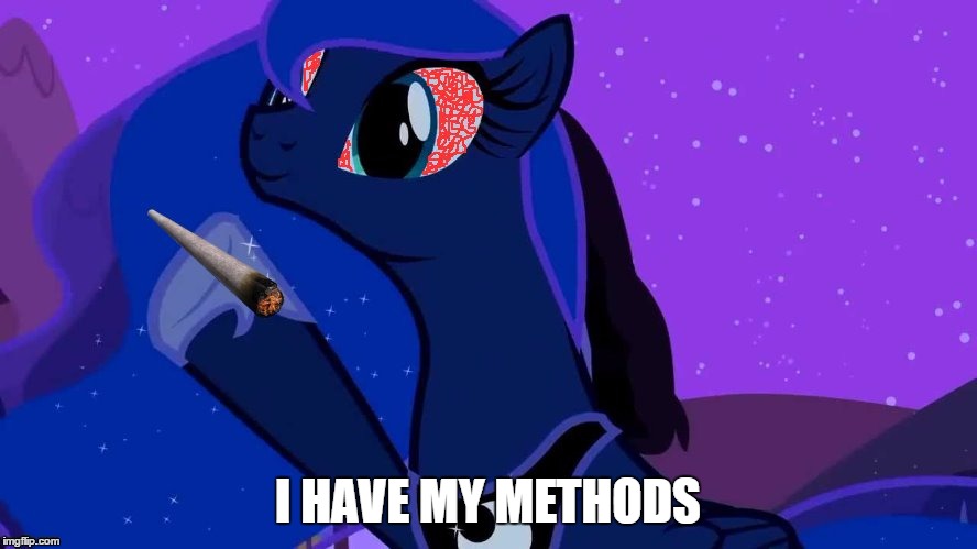 I HAVE MY METHODS | image tagged in stoned luna | made w/ Imgflip meme maker