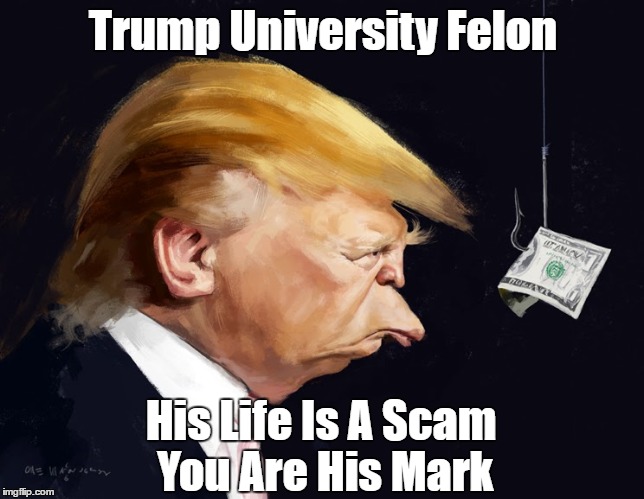 "Trump University Felon" | Trump University Felon; His Life Is A Scam You Are His Mark | image tagged in trump university,trump heads a multigeneraltional crime family,fraud,liar cheat traitor thief,25 million dollar fine | made w/ Imgflip meme maker
