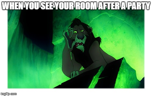 Party! | WHEN YOU SEE YOUR ROOM AFTER A PARTY | image tagged in party,mess | made w/ Imgflip meme maker