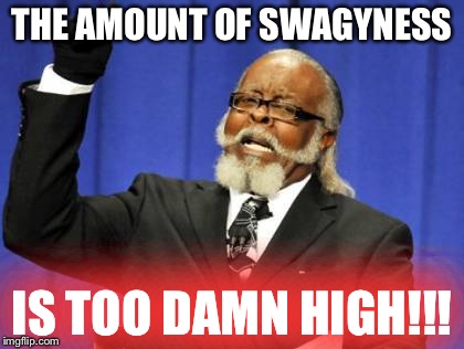 Too Damn High | THE AMOUNT OF SWAGYNESS; IS TOO DAMN HIGH!!! | image tagged in memes,too damn high | made w/ Imgflip meme maker