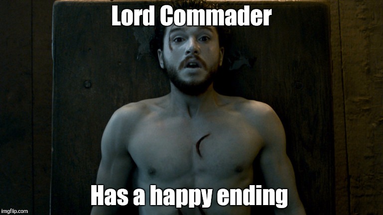 Lord Commader; Has a happy ending | image tagged in game of thrones | made w/ Imgflip meme maker