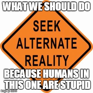 I found this in the templates archives, it's epic! | WHAT WE SHOULD DO; BECAUSE HUMANS IN THIS ONE ARE STUPID | image tagged in alternate reality,memes,stupid people,sad | made w/ Imgflip meme maker