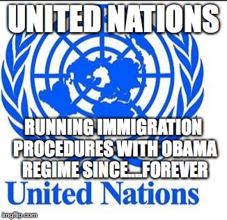 United Nations | UNITED NATIONS; RUNNING IMMIGRATION PROCEDURES WITH OBAMA REGIME SINCE....FOREVER | image tagged in united nations | made w/ Imgflip meme maker