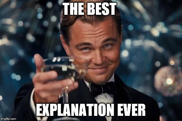 Leonardo Dicaprio Cheers Meme | THE BEST EXPLANATION EVER | image tagged in memes,leonardo dicaprio cheers | made w/ Imgflip meme maker