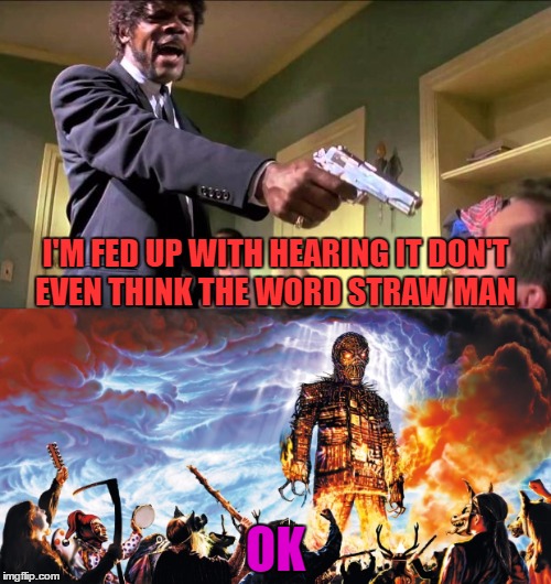 your time will come | I'M FED UP WITH HEARING IT DON'T EVEN THINK THE WORD STRAW MAN; OK | image tagged in say that again i dare you | made w/ Imgflip meme maker