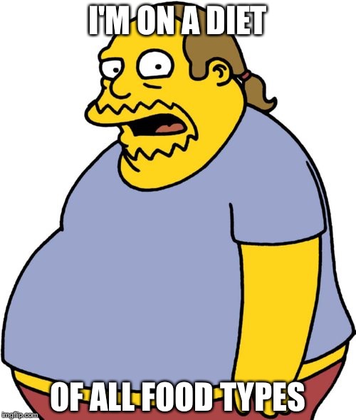 Comic Book Guy | I'M ON A DIET; OF ALL FOOD TYPES | image tagged in memes,comic book guy | made w/ Imgflip meme maker