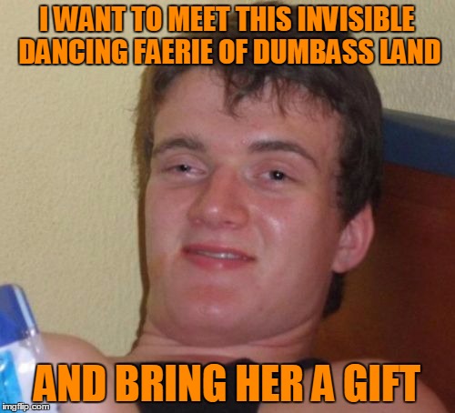 10 Guy Meme | I WANT TO MEET THIS INVISIBLE DANCING FAERIE OF DUMBASS LAND AND BRING HER A GIFT | image tagged in memes,10 guy | made w/ Imgflip meme maker