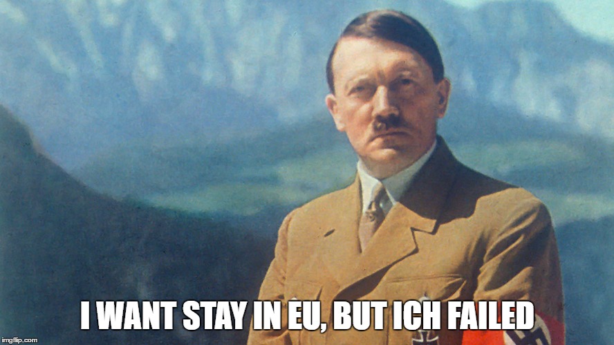 Hitler voted in | I WANT STAY IN EU, BUT ICH FAILED | image tagged in hitler,european union,failed,stay in,leave | made w/ Imgflip meme maker