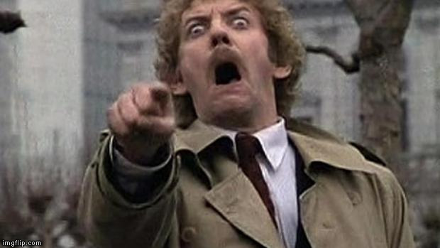 donald sutherland body snatchers point | . | image tagged in donald sutherland body snatchers point | made w/ Imgflip meme maker