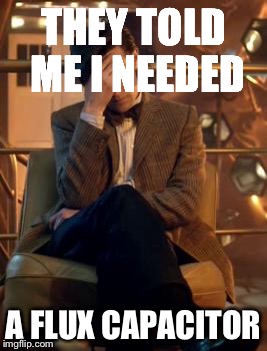 Doctor Who Facepalm | THEY TOLD ME I NEEDED; A FLUX CAPACITOR | image tagged in doctor who facepalm | made w/ Imgflip meme maker