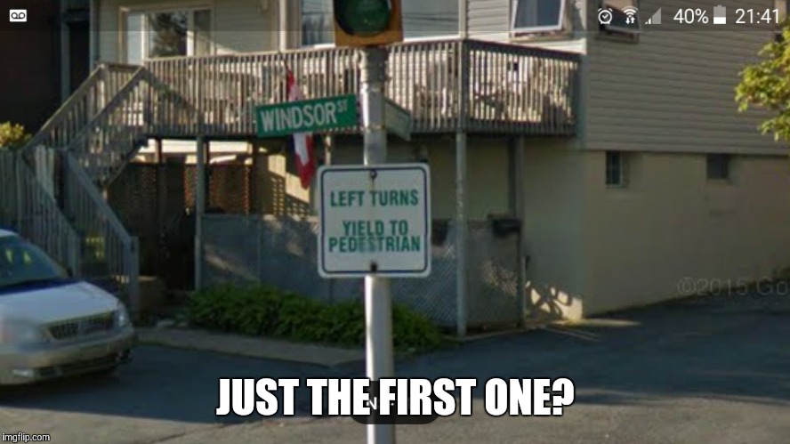 Did they run out of room? Or is the second pedestrian supposed to yield to us? | JUST THE FIRST ONE? | image tagged in bad grammar guy | made w/ Imgflip meme maker