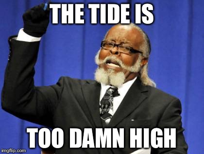 THE TIDE IS TOO DAMN HIGH | image tagged in memes,too damn high | made w/ Imgflip meme maker