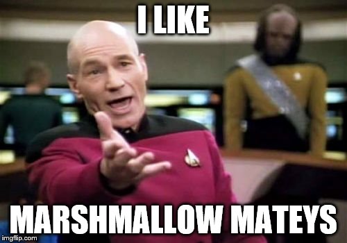 Picard Wtf Meme | I LIKE MARSHMALLOW MATEYS | image tagged in memes,picard wtf | made w/ Imgflip meme maker