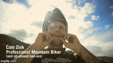 Cam Zink everybody  | image tagged in gifs,biking,mtb,camzink,mustache | made w/ Imgflip video-to-gif maker