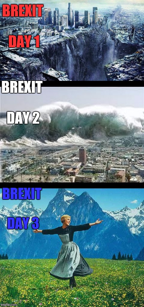Brapocalypse | BREXIT DAY 1; BREXIT DAY 2; BREXIT DAY 3 | image tagged in brexit,disaster,end of the world,apocalypse,eu | made w/ Imgflip meme maker