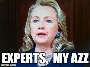 EXPERTS,  MY AZZ | image tagged in hillary | made w/ Imgflip meme maker