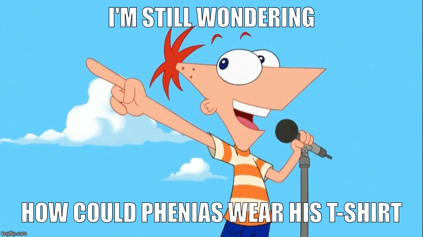 I'M STILL WONDERING; HOW COULD PHENIAS WEAR HIS T-SHIRT | image tagged in funny | made w/ Imgflip meme maker