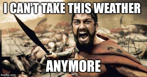 Sparta Leonidas Meme | I CAN'T TAKE THIS WEATHER; ANYMORE | image tagged in memes,sparta leonidas | made w/ Imgflip meme maker