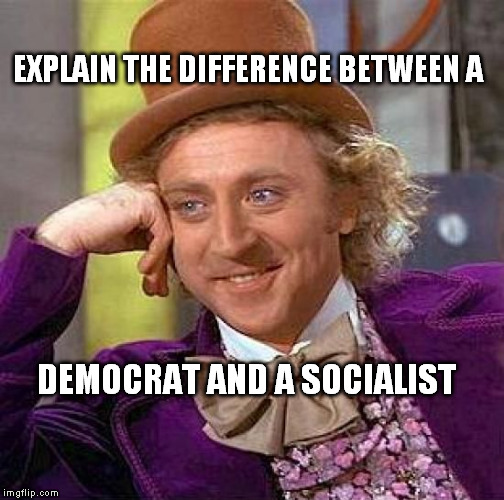 Democrats and Socialists? | EXPLAIN THE DIFFERENCE BETWEEN A; DEMOCRAT AND A SOCIALIST | image tagged in memes,creepy condescending wonka,democratic socialism,culture | made w/ Imgflip meme maker