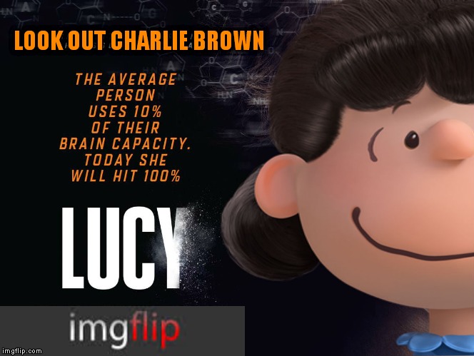 That blockhead is gonna be in trouble | LOOK OUT CHARLIE BROWN | image tagged in lucy,movie poster,jying | made w/ Imgflip meme maker