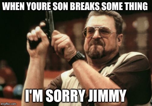 Am I The Only One Around Here | WHEN YOURE SON BREAKS SOME THING; I'M SORRY JIMMY | image tagged in memes,am i the only one around here | made w/ Imgflip meme maker