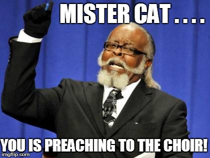 Too Damn High Meme | MISTER CAT . . . . YOU IS PREACHING TO THE CHOIR! | image tagged in memes,too damn high | made w/ Imgflip meme maker