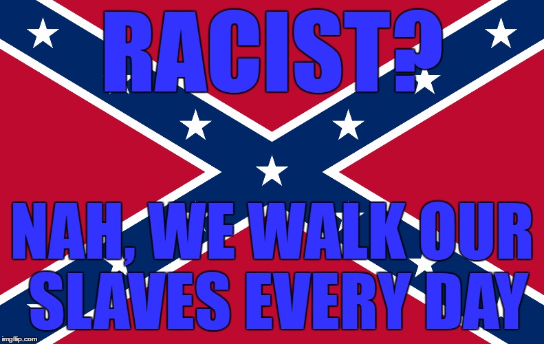 RACIST? NAH, WE WALK OUR SLAVES EVERY DAY | made w/ Imgflip meme maker