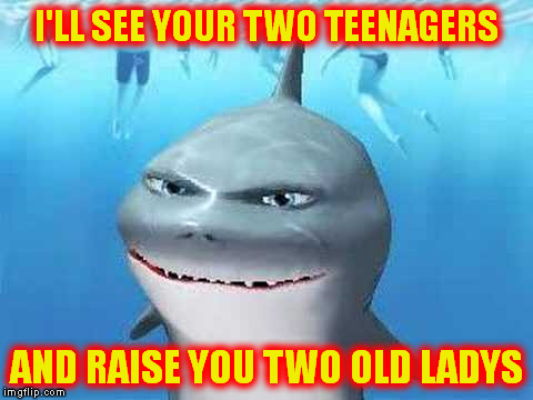 I'LL SEE YOUR TWO TEENAGERS AND RAISE YOU TWO OLD LADYS | made w/ Imgflip meme maker