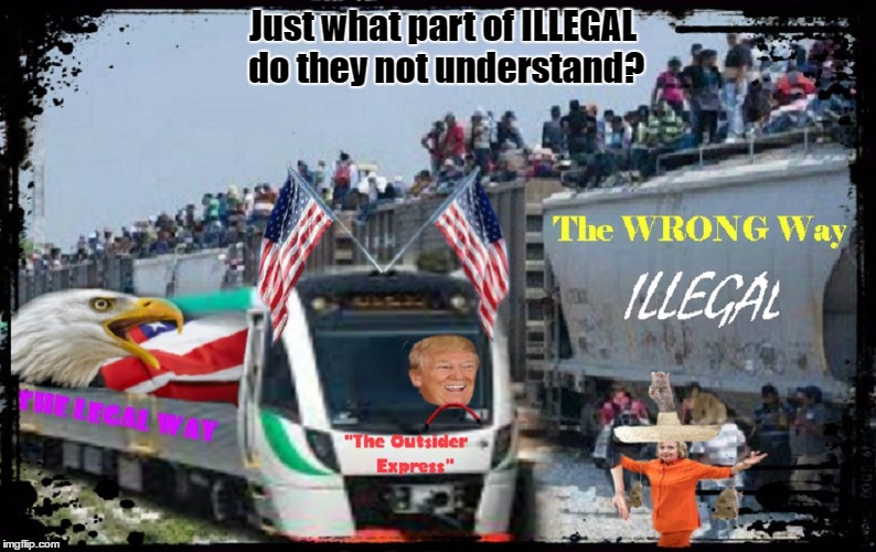 Low Clearances can be a beautiful thing. Like shavi'n a Board. | Just what part of ILLEGAL do they not understand? | image tagged in illegal immigration,illegal aliens,trains,hillary clinton 2016,politics | made w/ Imgflip meme maker