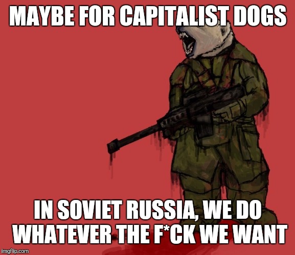 MAYBE FOR CAPITALIST DOGS IN SOVIET RUSSIA, WE DO WHATEVER THE F*CK WE WANT | made w/ Imgflip meme maker