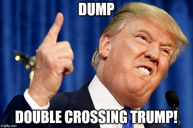 Donald Trump | DUMP; DOUBLE CROSSING TRUMP! | image tagged in donald trump | made w/ Imgflip meme maker
