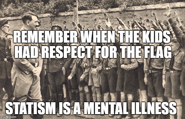 hitler youth | REMEMBER WHEN THE KIDS HAD RESPECT FOR THE FLAG; STATISM IS A MENTAL ILLNESS | image tagged in hitler youth | made w/ Imgflip meme maker
