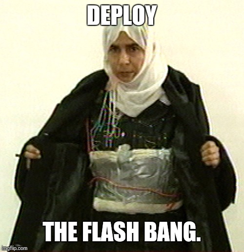 Isis Pinup | DEPLOY; THE FLASH BANG. | image tagged in isis pinup | made w/ Imgflip meme maker