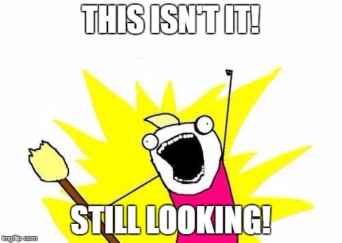 X All The Y Meme | THIS ISN'T IT! STILL LOOKING! | image tagged in memes,x all the y | made w/ Imgflip meme maker