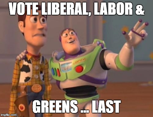 X, X Everywhere Meme | VOTE LIBERAL, LABOR &; GREENS ... LAST | image tagged in memes,x x everywhere | made w/ Imgflip meme maker