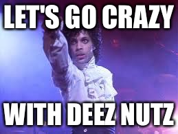 Those are the correct lyrics.... | LET'S GO CRAZY; WITH DEEZ NUTZ | image tagged in prince,deez nutz | made w/ Imgflip meme maker