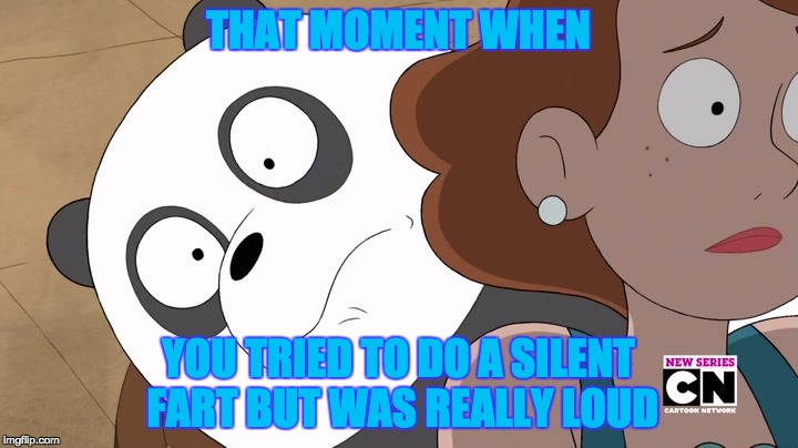THAT MOMENT WHEN; YOU TRIED TO DO A SILENT FART BUT WAS REALLY LOUD | image tagged in omg panda | made w/ Imgflip meme maker