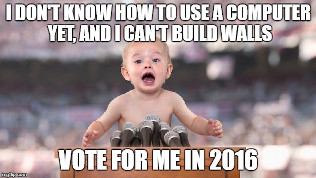 Don't Panic! We Have A New Candidate!  | I DON'T KNOW HOW TO USE A COMPUTER YET, AND I CAN'T BUILD WALLS; VOTE FOR ME IN 2016 | image tagged in memes,lol,lynch1979 | made w/ Imgflip meme maker