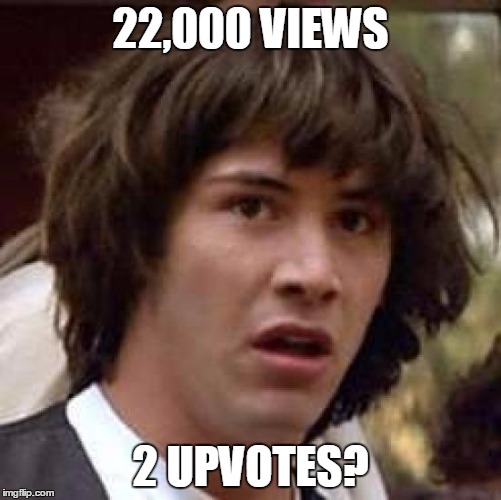 22,000 VIEWS 2 UPVOTES? | image tagged in memes,conspiracy keanu | made w/ Imgflip meme maker