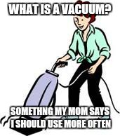 What I was told... | WHAT IS A VACUUM? SOMETHNG MY MOM SAYS I SHOULD USE MORE OFTEN | image tagged in vacuuming | made w/ Imgflip meme maker