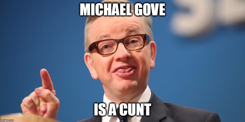 Michal Gove is a cunt | MICHAEL GOVE; IS A CUNT | image tagged in memes,politics | made w/ Imgflip meme maker
