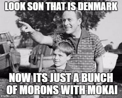 Look Son | LOOK SON THAT IS DENMARK; NOW ITS JUST A BUNCH OF MORONS WITH MOKAI | image tagged in memes,look son | made w/ Imgflip meme maker
