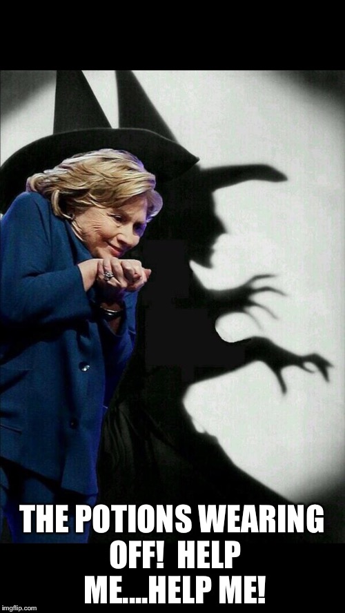 Hillary Clinton Emails | THE POTIONS WEARING OFF!  HELP ME....HELP ME! | image tagged in hillary clinton emails | made w/ Imgflip meme maker