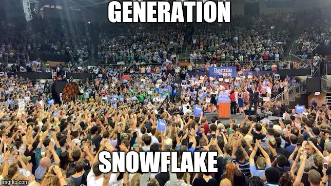 sanders millenials | GENERATION; SNOWFLAKE | image tagged in sanders millenials,scumbag | made w/ Imgflip meme maker