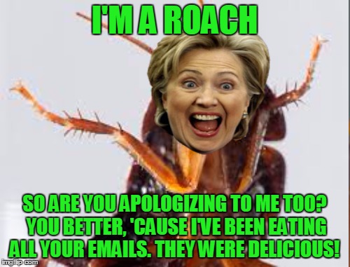 I'M A ROACH SO ARE YOU APOLOGIZING TO ME TOO? YOU BETTER, 'CAUSE I'VE BEEN EATING ALL YOUR EMAILS. THEY WERE DELICIOUS! | made w/ Imgflip meme maker