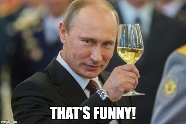 Putin Cheers | THAT'S FUNNY! | image tagged in putin cheers | made w/ Imgflip meme maker
