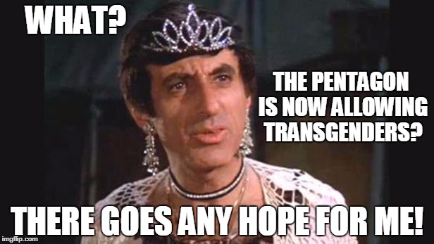 WHAT? THE PENTAGON IS NOW ALLOWING TRANSGENDERS? THERE GOES ANY HOPE FOR ME! | image tagged in what's this world coming to | made w/ Imgflip meme maker