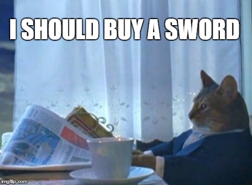 I Should Buy A Boat Cat | I SHOULD BUY A SWORD | image tagged in memes,i should buy a boat cat | made w/ Imgflip meme maker