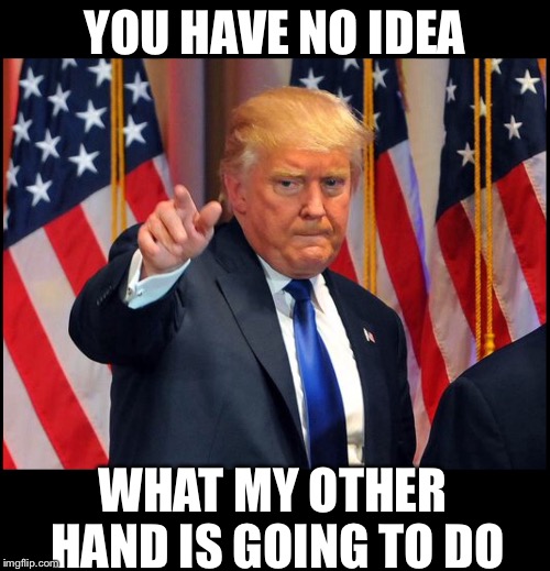 To Tell The Trump | YOU HAVE NO IDEA; WHAT MY OTHER HAND
IS GOING TO DO | image tagged in trump,election,truth,sanders,funny,clinton | made w/ Imgflip meme maker